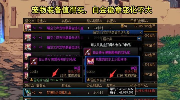 DNF中有哪些值得购买的物品？