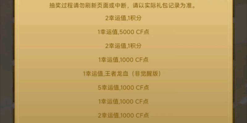 cf传说抽奖需要多少点券？